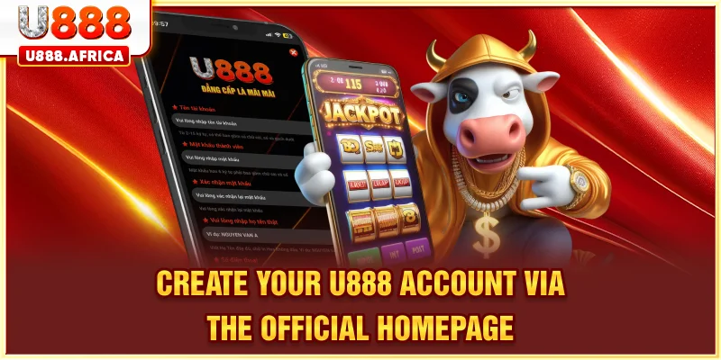Create your U888 account via the official homepage